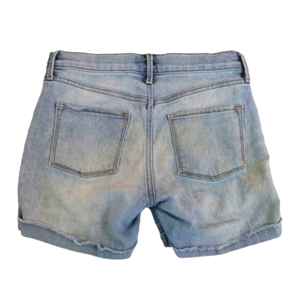 Old Navy Blue Jean Denim Shorts Girls Size 14 Cuff Hem Distressed 5 Pocket